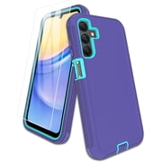 for Samsung Galaxy A15-5G Case, Port Protection, Full-Body Non-Slip Silicone Rubber Covered, 3-Layer Heavy Duty Drop-proof Cover Phone Case, Teal/Purple
