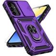 thumbnail image 1 of for Samsung Galaxy A15 5G Case with Slide Camera Cover HD Screen Protector [ Grade 16ft. Drop Tested]  Ring Holder Kickstand Protective Phone Case for Galaxy A15 5G 2024, Purple, 1 of 19
