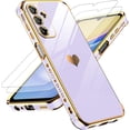 thumbnail image 1 of for Samsung Galaxy A15 5G Case: with Tempered Glass Screen Protector [2 Pcs]+ Full Camera Lens Protection, Love Heart Plating Girly Cute Luxury Soft TPU Shockproof Case for Samsung A15 5G, Purple, 1 of 14