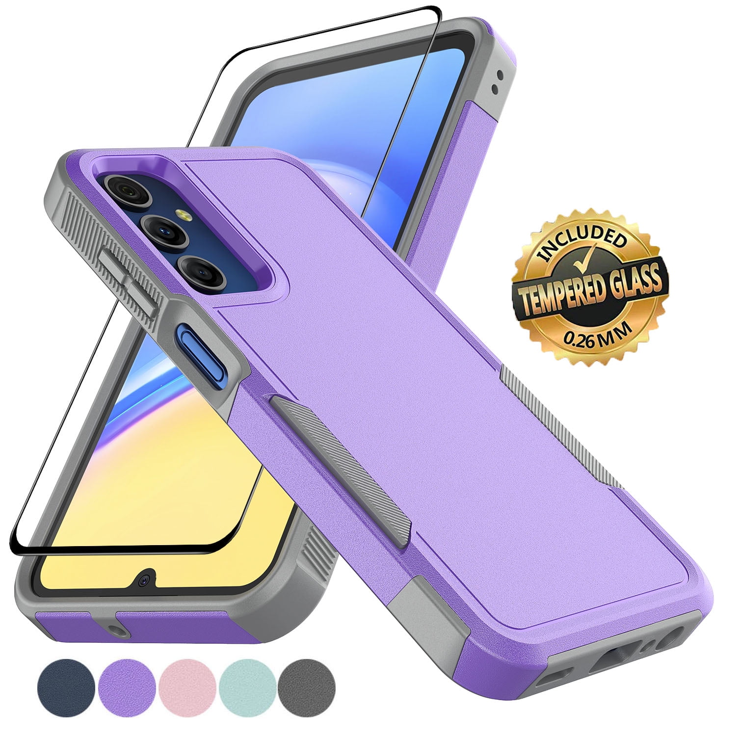 Samsung Galaxy A15 5G Case with Tempered Glass Screen Protector, Tekcoo
