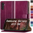 thumbnail image 1 of for Samsung Galaxy A15 5G Phone case[RFID Blocking Leather],[3 Credit Card Slot] Flip Folio Book Shockproof Protector,Holder Stand Cases,Women Men for Samsung A15 Wallet Cover,Wine Red, 1 of 12