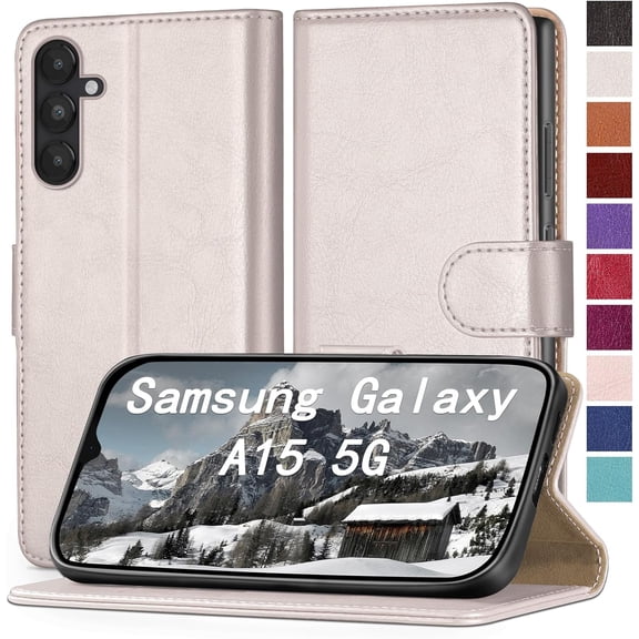 for Samsung Galaxy A15 5G Phone case[RFID Blocking Leather],[3 Credit Card Slot] Flip Folio Book Shockproof Protector,Holder Stand Cases,Women Men for Samsung A15 Wallet Cover,White