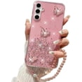 thumbnail image 1 of for Samsung Galaxy A15 Bling Case with Lanyard, Cute 3D Butterfly Glitter Soft TPU Phone Cover for Woman Girls Sparkle Shiny Slim Thin TPU + Crystal Wrist Strap for Galaxy A15 (Pink), 1 of 6