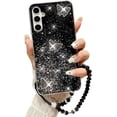 thumbnail image 1 of for Samsung Galaxy A15 Bling Case with Lanyard, Cute 3D Butterfly Glitter Soft TPU Phone Cover for Woman Girls Sparkle Shiny Slim Thin TPU + Crystal Wrist Strap for Galaxy A15 (Black), 1 of 9
