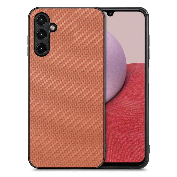 for Samsung Galaxy A15 Case, Carbon Fiber Leather Slim Protective Cover, Full Protection Strong Impact Resistance Smartphone Protection for Samsung Galaxy A15, Brown