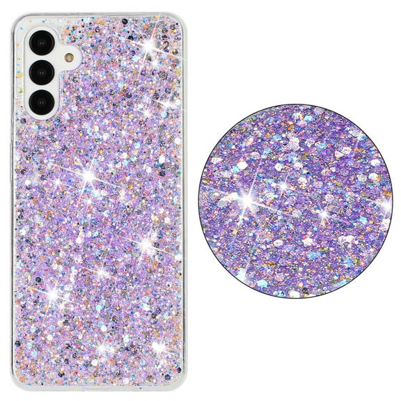 For Samsung Galaxy A15 Case,Cute Glitter Bling Twinkle Stardust with Drop Protection Shockproof Soft TPU Slim Flexible Phone Case Girls/Women Protective case for Samsung A15,Purple