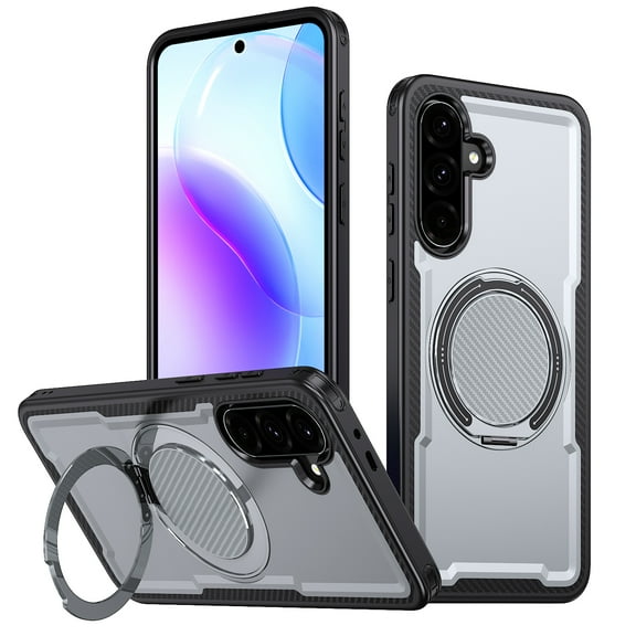 for Samsung Galaxy A15 Case with Kickstand [Military Grade Drop Protection] [Magnetic Compatible with Mag-Safe] Shockproof Phone Case with Secure Ring Holder for Samsung Galaxy A15, Gray