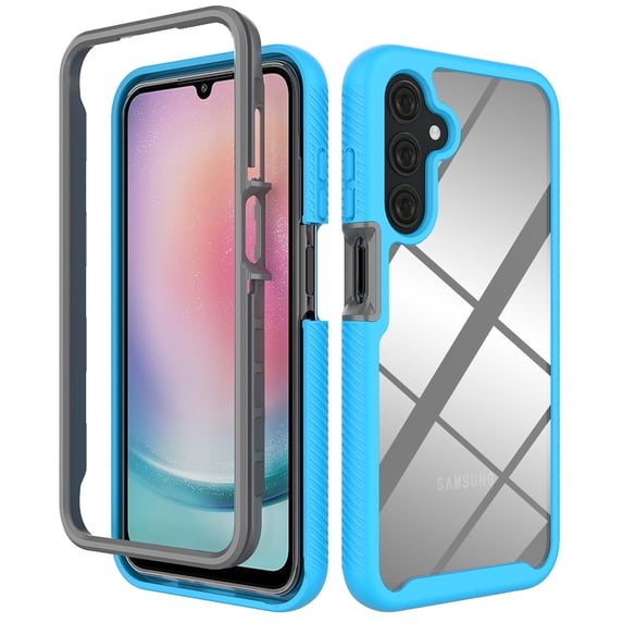 for Samsung Galaxy A15 Case, Luxury Dual Layer Shockproof Bumper Rugged Hybrid Heavy Duty Clear Drop Protective Durable Hybrid 2-layer Phone Case Cover for Galaxy A15, Lightblue