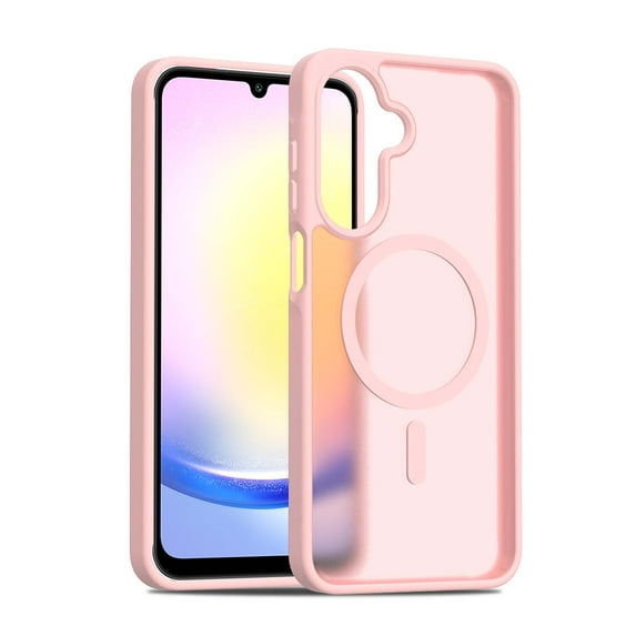 for Samsung Galaxy A15 Case: Magnetic Translucent Matte Shockproof Slim Compatible with MagSafe - Military Grade Drop Proof Hard Back Anti-Fingerprint Protective Cell Phone Cover,Pink