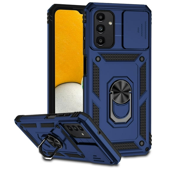 for Samsung Galaxy A15 Case, Soft TPU & Hard PC Anti-scratch Sliding Cover Full Protection Ring Stand Rotating Kickstand Holder Magnetic Shockproof Phone Case Cover for Galaxy A15,Blue