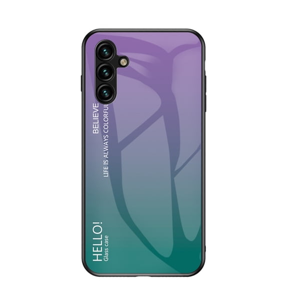 for Samsung Galaxy A15 Case,Tempered Glass Gradient Color Pattern + TPU Frame Hybrid Slim case for Samsung Galaxy A15, Case Anti-Scratch Anti-Drop Anti-fingerprint, Purple