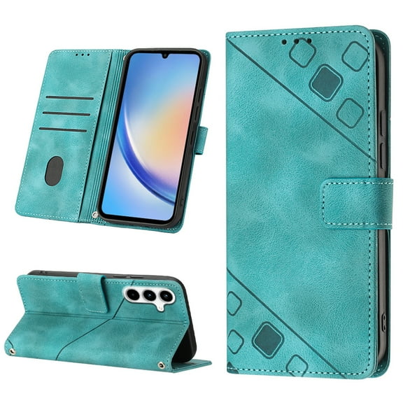 for Samsung Galaxy A15 Crossbody Wallet Case with Card Holder, Flip Folio Book Style Leather Shockproof Protective Phone Cover with Shoulder Strap/Lanyard for Samsung Galaxy A15, Green