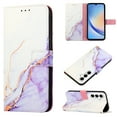 thumbnail image 1 of for Samsung Galaxy A15 PU Leather Wallet case, Marble Pattern Credit Card Holder,Flip Folio Book Kickstand Cover Women Men with Long + Short Strap for Samsung Galaxy A15, White/Purple, 1 of 9
