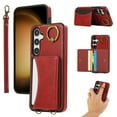 thumbnail image 1 of for Samsung Galaxy A15 Wallet Case with Card Holder - PU Leather Case for Women & Girls, Wrist Hand Strap, Secure Finger Ring, Shockproof Protective Phone Cover for Galaxy A15, Red, 1 of 7