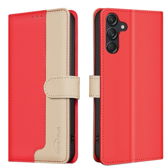 for Samsung Galaxy A15 Wallet Flip Case, Luxury Premium PU Leather Card Slots Strong Magnetic Closure Kickstand RFID Blocking Phone Case Cover for Samsung Galaxy A15 - Red