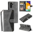 thumbnail image 1 of For Samsung Galaxy A16 4G/5G 6.7" Wallet Case Splicing Leather Magnetic Flip Cover with Card Slots, Kickstand, Anti-Drop TPU & Detachable Wrist Strap,Grey,For Galaxy A16 4G/5G, 1 of 6