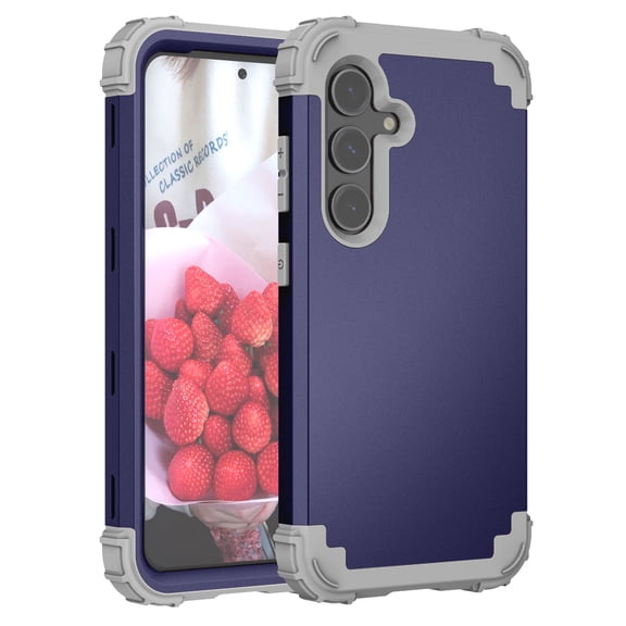 for Samsung Galaxy A16 4G/5G Case, 3 in 1 Heavy Duty Rugged Hybrid Anti Slip Shockproof Hard PC Cover Soft Silicone Bumper Non-Slip Protective Phone Case Cover for Galaxy A16 4G/5G, Darkblue