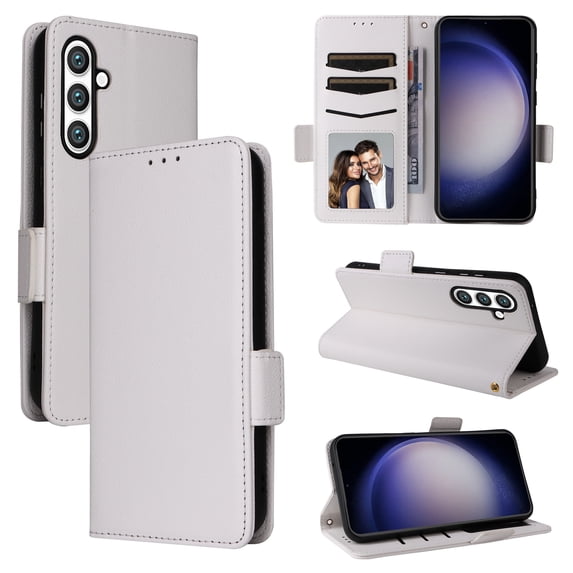for Samsung Galaxy A16 4G/5G Case, Classic Design PU Leather Wallet Magnetic Closure Flip Case with Kickstand Card Holder Slot Shockproof Protective Cover for Samsung Galaxy A16 4G/5G - White