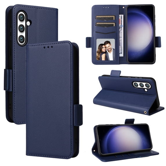 for Samsung Galaxy A16 4G/5G Case, Classic Design PU Leather Wallet Magnetic Closure Flip Case with Kickstand Card Holder Slot Shockproof Protective Cover for Samsung Galaxy A16 4G/5G - Darkblue
