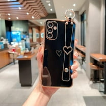 Samsung Galaxy A16 4G/5G Case with Wrist Strap, Cute Love Hearts, Finger Holder Kickstand, Shockproof Bumper for Women & Girls (6.7")