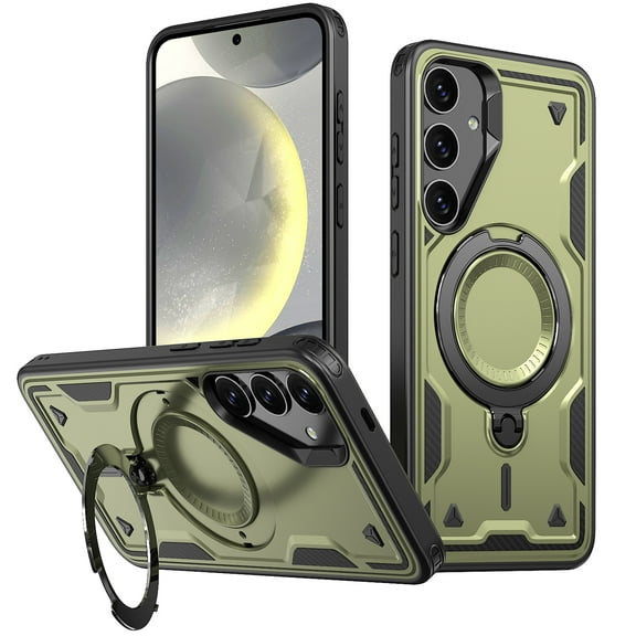 for Samsung Galaxy A16 4G/5G Slim Thin Case, Compatible with Magsafe Bracket 360 Rotating Ring Kickstand Hybrid Drop Protective TPU+PC Anti-Fall Durable Phone Cover for Galaxy A16 4G/5G, Olivegreen