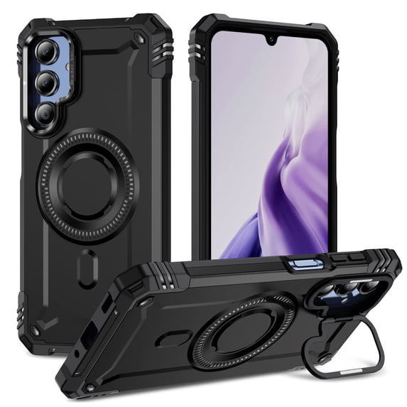 for Samsung Galaxy A16 5G/4G Armor Case with Kickstand, Luxury Military-Grade Drop Protection Heavy Duty Magnetic Phone Case, Compatible with MagSafe Accessories, for Galaxy A16 5G/4G - Black