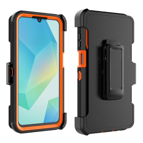 Samsung Galaxy A16 5G Case with 360°Rotating Holster, Njjex Military-Grade Drop Protection, Built-in Tempered Glass Screen Protector & Kickstand Heavy Duty Shockproof Rugged Cover-Yellow