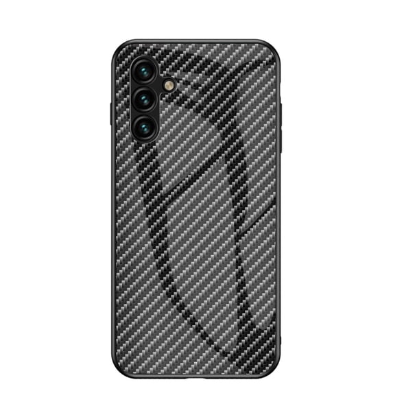 for Samsung Galaxy A16 5G Case, Carbon Fiber Pattern Tempered Glass Phone Case, Lightweight Slim Shockproof Protective Cover, Anti-Scratch Stained Glass Shell for Samsung Galaxy A16 5G, Black