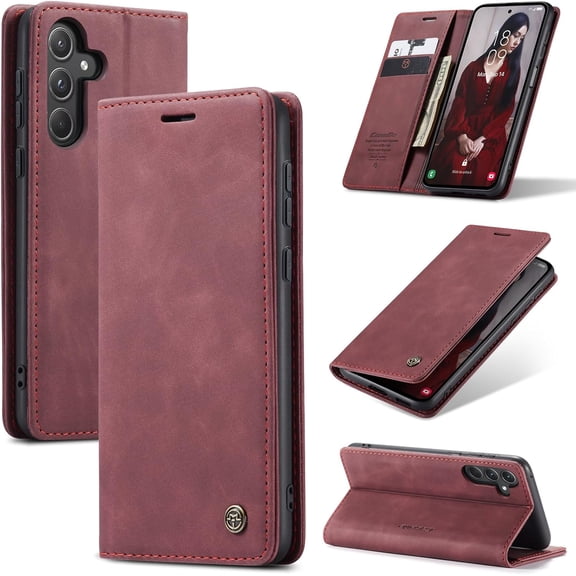 For Samsung Galaxy A16 5G Case, Classic Design Leather Wallet Magnetic Closure Flip Case with Kickstand Card Holder Slot Shockproof Protective Cover for Samsung Galaxy A16 5G
