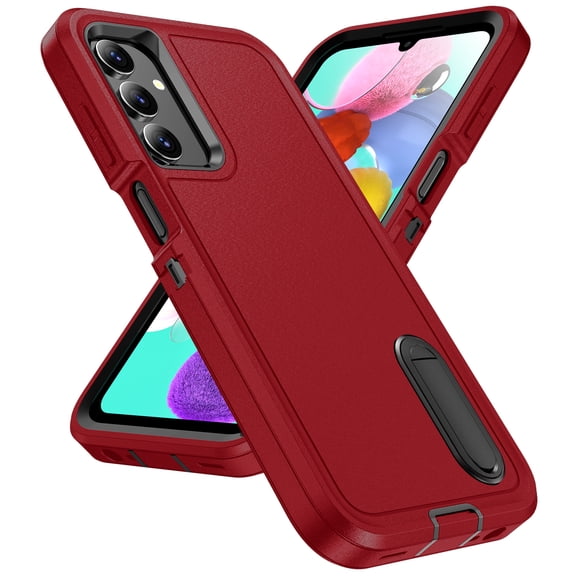 for Samsung Galaxy A16 5G Case Kickstand Durable 3-Layer Military Grade Protective Case Hybrid Silicone Heavy Duty Rugged Shockproof Screen Lip Raised Protection,
Red+Black