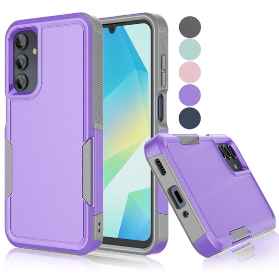 For Samsung Galaxy A16 5G Case, Shockproof Heavy Duty Rugged Phone Case for Samsung Galaxy A16 5G, Tekcoo Military Grade Protection Dual Layer Sturdy Durable Cover Cute Bumper - Purple