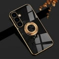 thumbnail image 1 of for Samsung Galaxy A16 5G Case [with 360°Rotatable Ring Holder][Support Magnetic Car Mount]Shiny Plating Gold Slim Fit Thin Soft TPU Rugged Kickstand Bumper Anti-scratch Shockproof Case,Black, 1 of 9