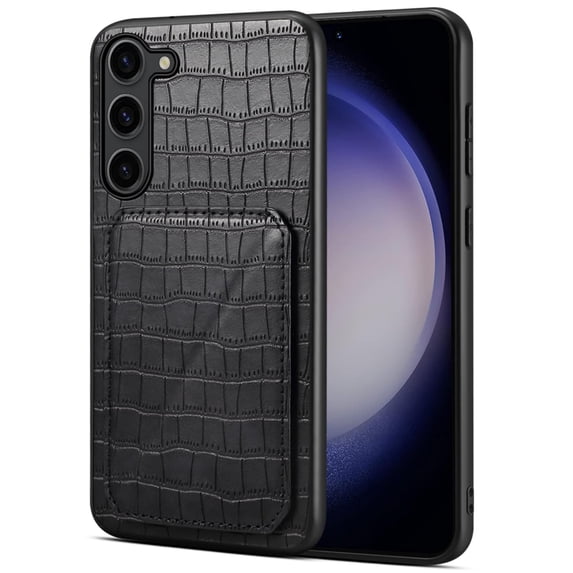 for Samsung Galaxy A16 (5G) Leather Phone Case Back Cover, Classic Croc-printed Check Crocodile Pattern Magnetic Foldable Hidden ID Credit Card Holder Slot, Kickstand Support