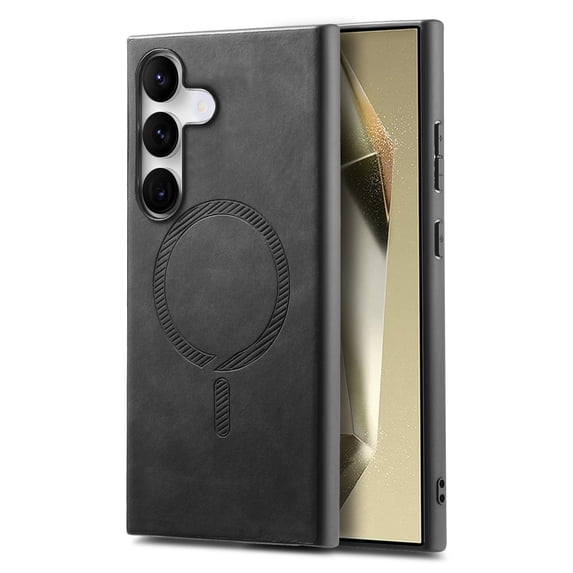for Samsung Galaxy A16 5G Magnetic Case, Luxury PU Leather Skin-Feel Back Protective Phone Cover Compatible with Mag-Safe Support Car Mount Holder for Samsung Galaxy A16 5G, Black