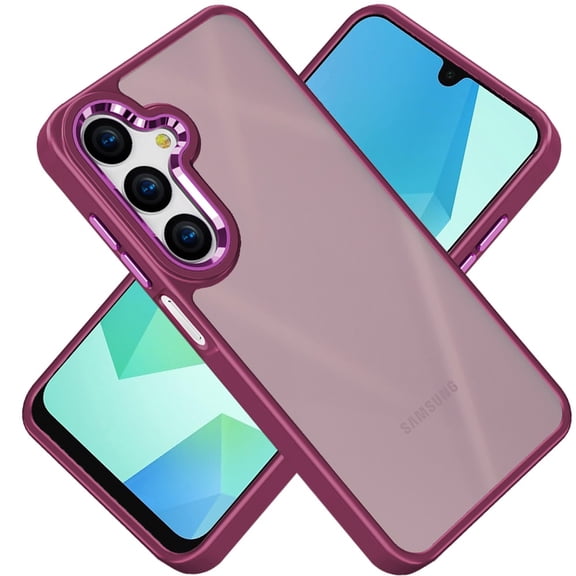 For Samsung Galaxy A16 5G Slim Fit Hybrid Transparent Thick Acrylic with Metal Buttons Frame Protective Hard PC + TPU Shockproof Cover, XPM Phone Case [Burgundy]