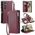 thumbnail image 1 of For Samsung Galaxy A16 5G Wallet Case – Crossbody Strap+Hand Lanyard & Zipper Pocket Credit Card Slots,Drop Tested PU Leather Magnetic Folio Cover with RFID Blocking Card Holder Phone Case,Winered, 1 of 9