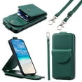 thumbnail image 1 of For Samsung Galaxy A16 5G Wallet Case, Crossbody Strap & Wrist Lanyard,Minimalist PU Leather ID Cash Credit Card Holder Slots Magnetic Closure Kickstand Folio Flip Protective Cover,Green, 1 of 14