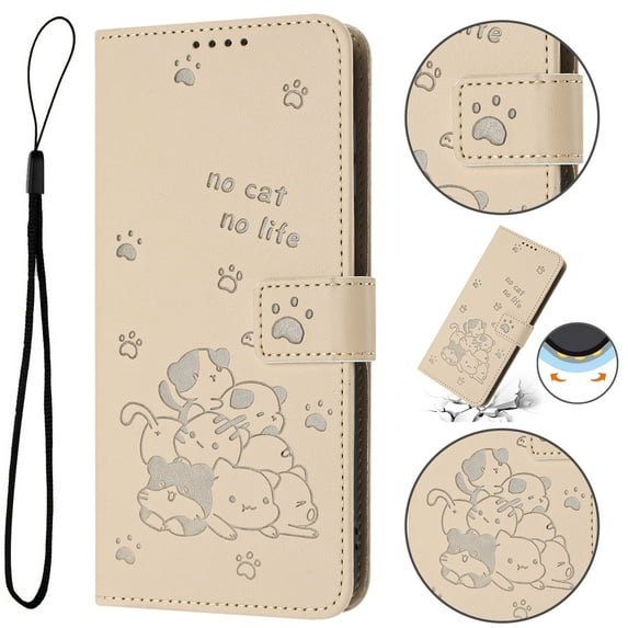 for Samsung Galaxy A16 5G Wallet Case with Hand Strap, RFID Blocking Credit Card Holder, PU Leather Magnetic Folio Flip Kickstand Protective Shockproof Cover Women Phone Case,Beige