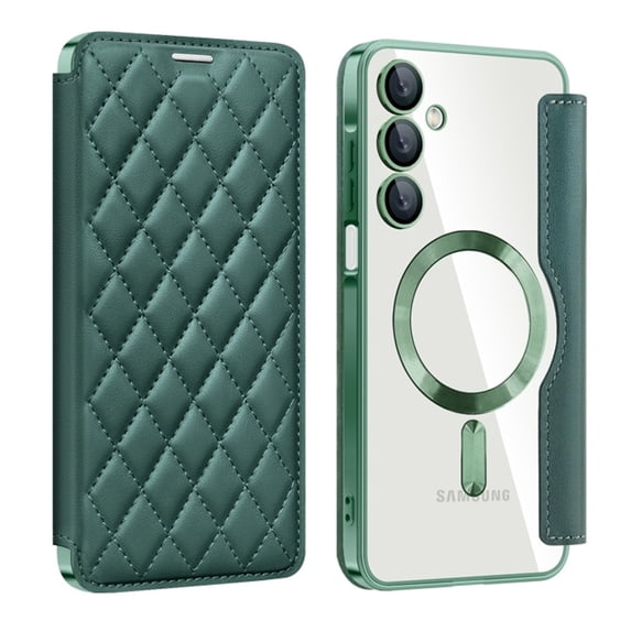 For Samsung Galaxy A16 5G Wallet Cell Cover, RFID Blocking, PU Leather,Compatible With MagSafe , With Flip Cover Multi-Card Slots Pocket, Ultra Thin Magneti Protective Cover,Green,For Galaxy A16 (5G)