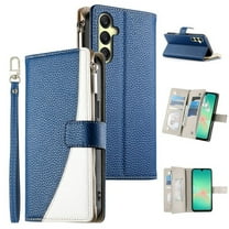 For Samsung Galaxy A16/A26 5G 6.7" Splicing Multi Card Slots/Pocket Zipper Wallet Strong Magnetic Attachment/Closure, PU Leather Flip Wallet Case With Hanging Rope,Dark blue,For Galaxy A16/A26(5G)