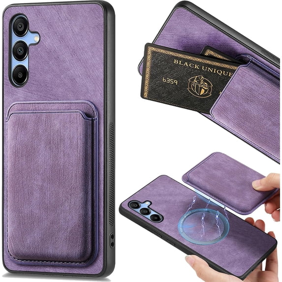for Samsung Galaxy A16 Case with Detachable Credit Card Holder Slot, Magnetic Slim Scratch Resistant Ultra-Thin Case for Samsung Galaxy A16. TCK-Retro Purple