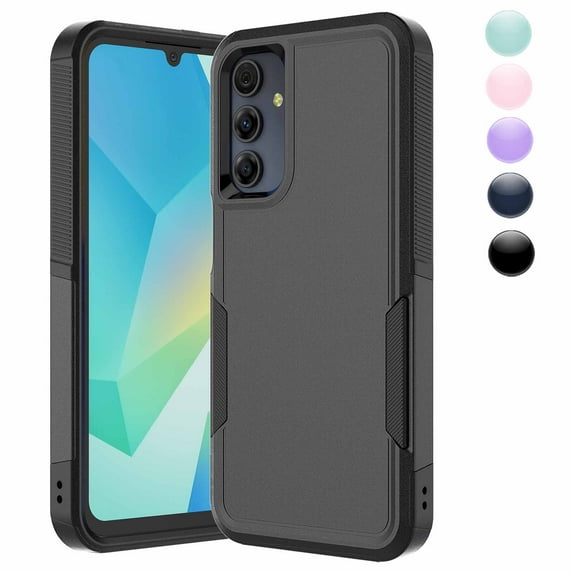 Samsung Galaxy A16 Case,Sturdy Phone Case for Galaxy A16 2025 6.7 inch,Njjex Shockproof Protection Heavy Duty Armor Hard Plastic & Rubber Rugged Bumper 2-in-1 Case Cover-Black