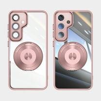 for Samsung Galaxy A17 5G Back Case, with Lens Protector TPU Bumper Strong Magnetic Drop Protective Ultra Slim 360 Degree Rotating Ring Stand Lightweight Phone Case for Galaxy A17 5G, Pink