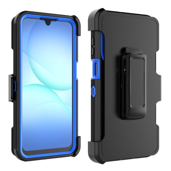 Samsung Galaxy A17 5G Case with 360Rotating Holster, Njjex Military-Grade Drop Protection, Built-in Tempered Glass Screen Protector & Kickstand Heavy Duty Shockproof Rugged Cover-Blue