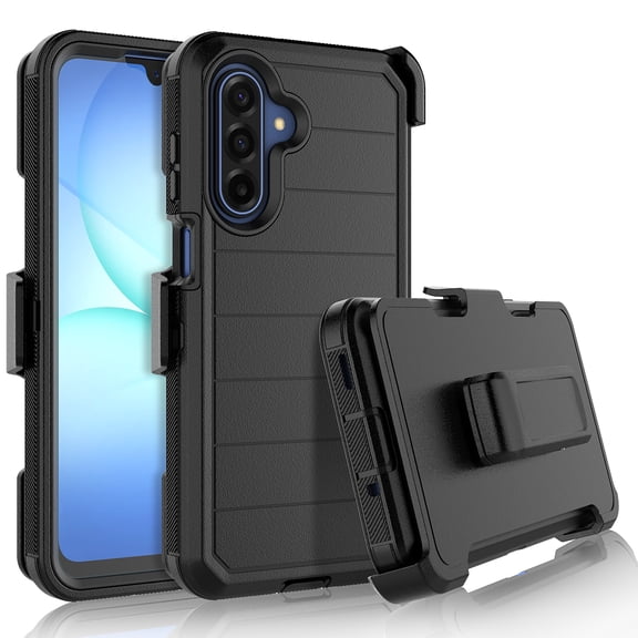 For Samsung Galaxy A17 5G Case with Built-in Screen Protector and Belt-Clip Holster, Tekcoo Military Grade Shockproof Rugged Full Protective Phone Case Kickstand Cover for Galaxy A17 5G -Black
