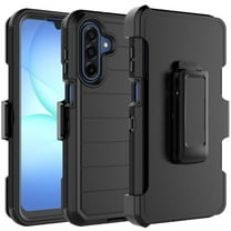For Samsung Galaxy A17 5G Case with Built-in Screen Protector and Holster Belt Clip, Military Grade Protection Shockproof Heavy Duty Rugged Kickstand Phone Cover for Galaxy A17 5G Case - Black