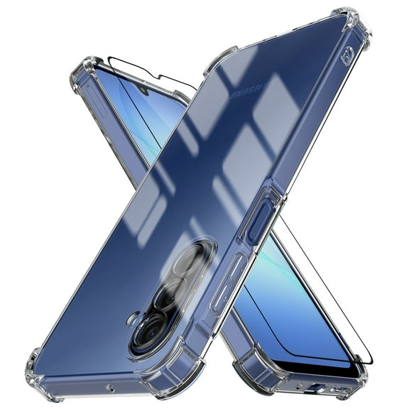 For Samsung Galaxy A17 5G Case Clear with Screen Protector, Military Grade Drop Protection Anti Yellowing Clear Phone Case for Galaxy A17 5G, Tekcoo Shockproof Rugged Bumper Slim Cover - Clear