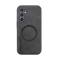 for Samsung Galaxy A17 5G PU Leather Case, Vintage Compatible with MagSafe and Wireless Charging Slim Fit-Drop Scratch Resistant Support Magnetic Car Mount Case Cover for Galaxy A17 5G, Gray