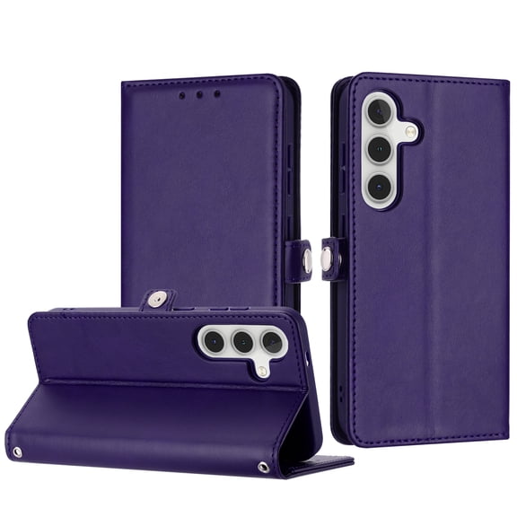 For Samsung Galaxy A17 5G SM-A176 / A16 5G SM-A166 / A26 5G SM-A266 Full Body Cover Protective Shockproof Card Slot Flap Folio Stand Leather Wallet Pouch Case Cover Purple