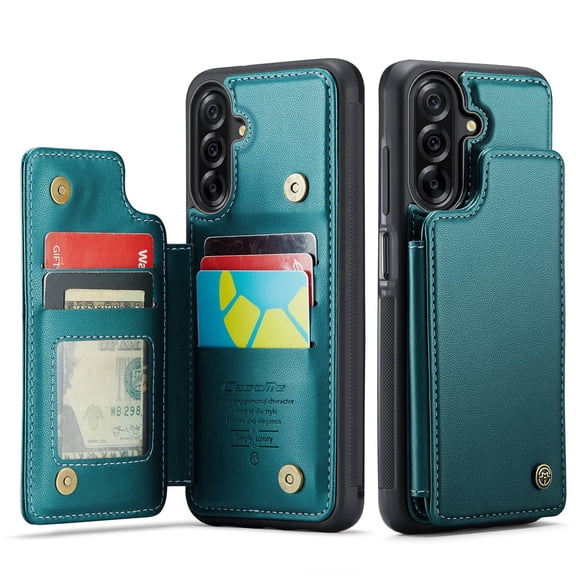For Samsung Galaxy A17 Case with Card Holder, Wallet Case for Women Men with RFID Blocking, Durable Leather Kickstand Magnetic Clasp Shockproof Phone Case for Samsung Galaxy A17